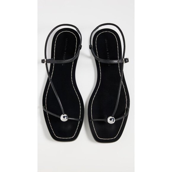 Loeffler Randall Lara Sandals in Black 9 with box Womens Leather Flats - Picture 2 of 14